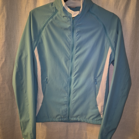 Eddie Bauer Women's Aqua and White Ski Jacket - Picture 1 of 5